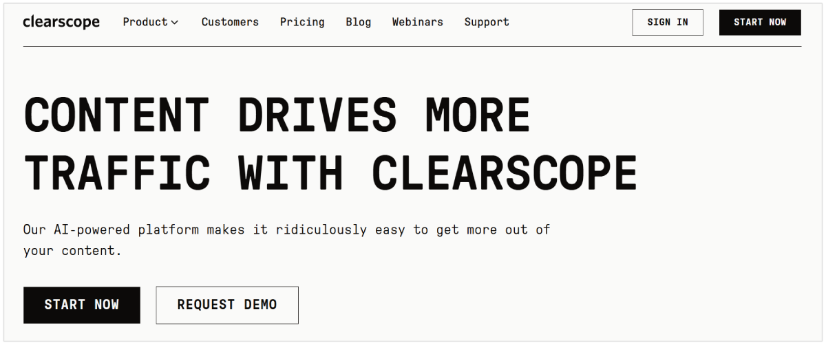 Clearscope homepage